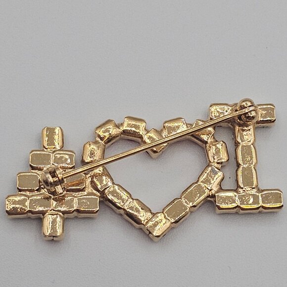 VTG 2PC Christmas Holiday Brooches Gold Silver Tone Colored Rhinestone Festive - Picture 11 of 14